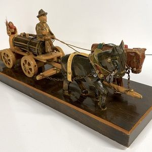 Rhon Sepp German Hand Carved Carriage Scene. Rare. Vintage 60’s or older.